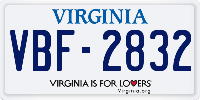 VA license plate VBF2832