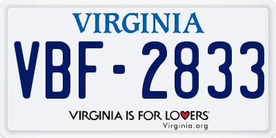 VA license plate VBF2833