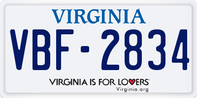 VA license plate VBF2834