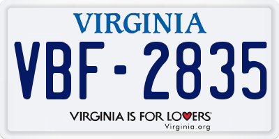 VA license plate VBF2835