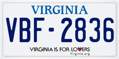 VA license plate VBF2836