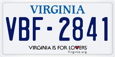 VA license plate VBF2841