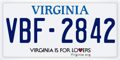 VA license plate VBF2842