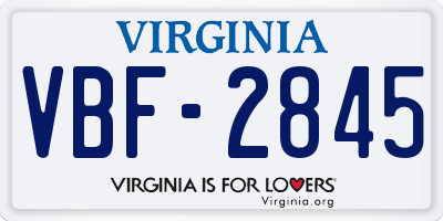 VA license plate VBF2845