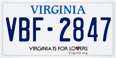 VA license plate VBF2847