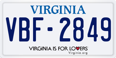 VA license plate VBF2849