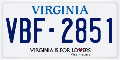 VA license plate VBF2851