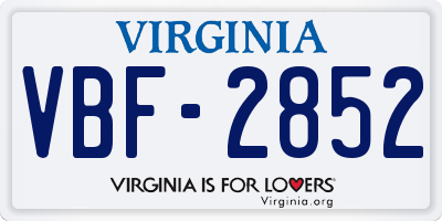 VA license plate VBF2852