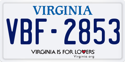 VA license plate VBF2853