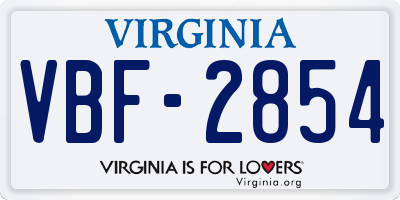 VA license plate VBF2854