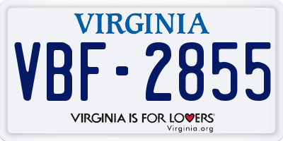 VA license plate VBF2855