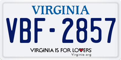 VA license plate VBF2857