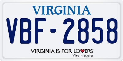 VA license plate VBF2858