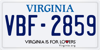 VA license plate VBF2859