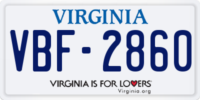 VA license plate VBF2860