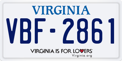 VA license plate VBF2861