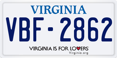 VA license plate VBF2862