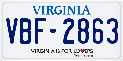 VA license plate VBF2863
