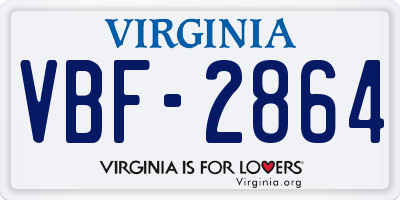 VA license plate VBF2864