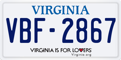 VA license plate VBF2867