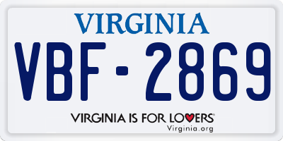 VA license plate VBF2869