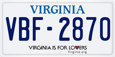 VA license plate VBF2870