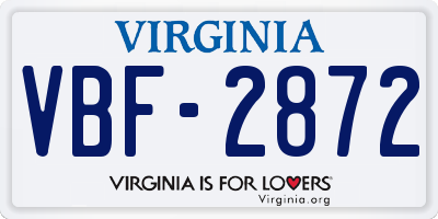 VA license plate VBF2872