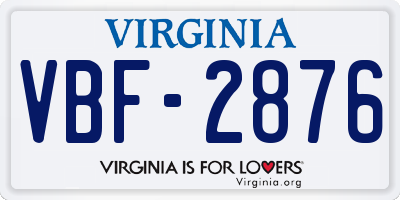 VA license plate VBF2876