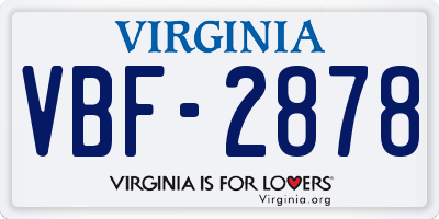 VA license plate VBF2878