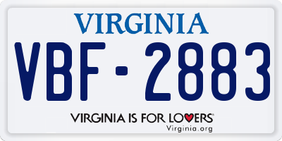 VA license plate VBF2883