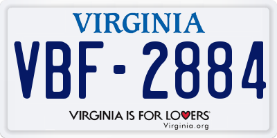 VA license plate VBF2884