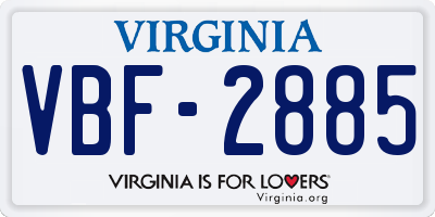 VA license plate VBF2885