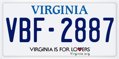 VA license plate VBF2887