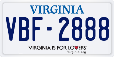 VA license plate VBF2888