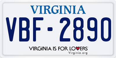 VA license plate VBF2890