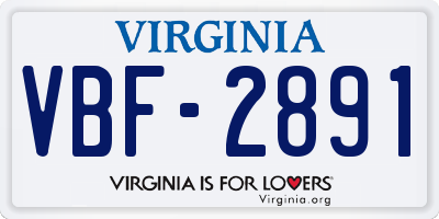 VA license plate VBF2891