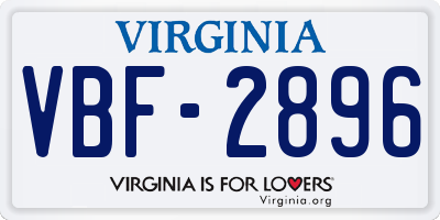 VA license plate VBF2896