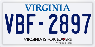 VA license plate VBF2897