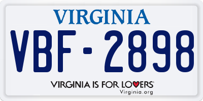 VA license plate VBF2898
