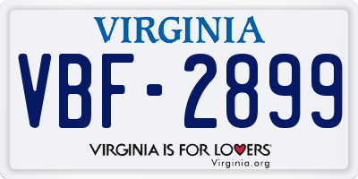 VA license plate VBF2899