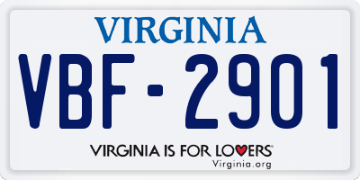 VA license plate VBF2901