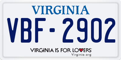 VA license plate VBF2902