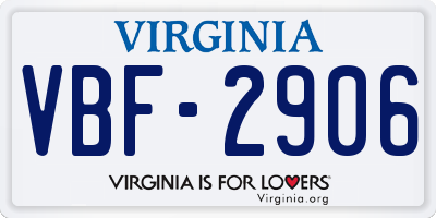 VA license plate VBF2906