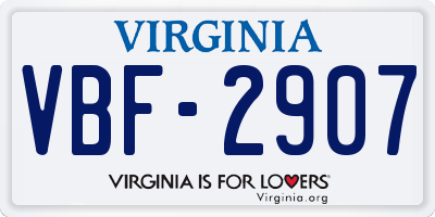 VA license plate VBF2907