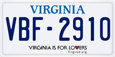 VA license plate VBF2910