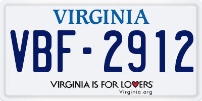 VA license plate VBF2912