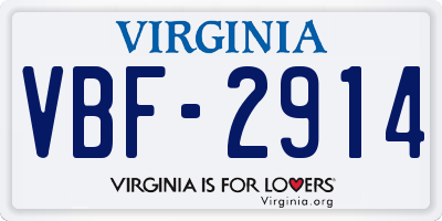 VA license plate VBF2914