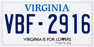 VA license plate VBF2916
