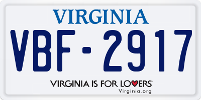 VA license plate VBF2917