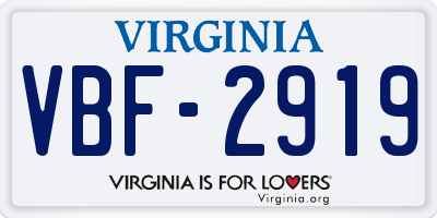 VA license plate VBF2919